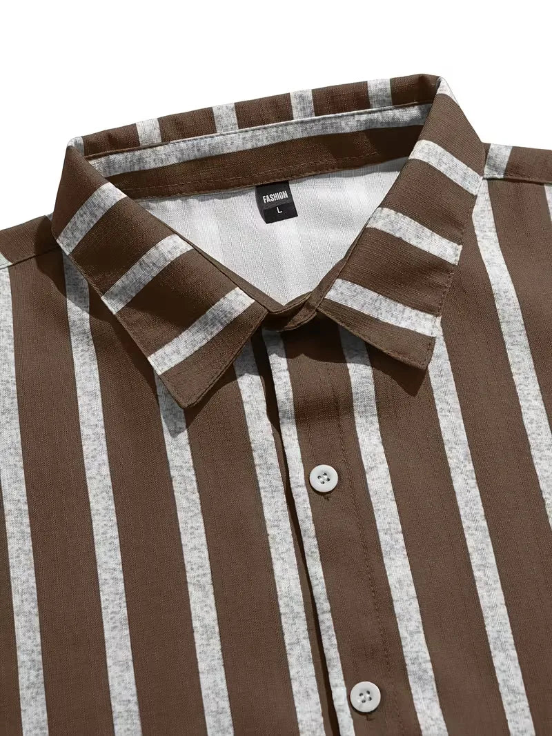 Short Sleeve Shirt with Vertical Stripes