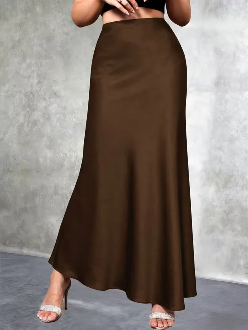 Satin Skirt with High Waist