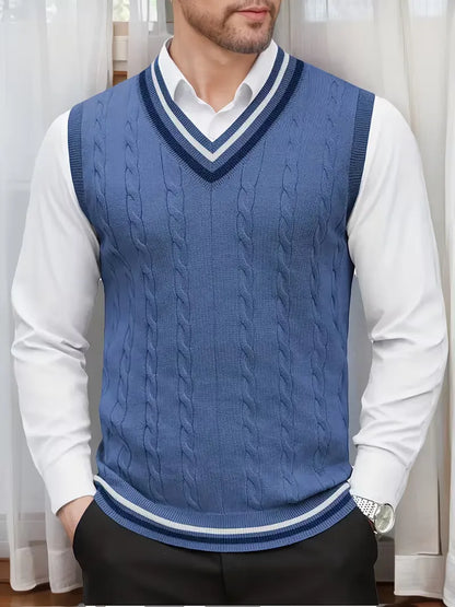 Sleeveless Knitted Waistcoat with V-Neck
