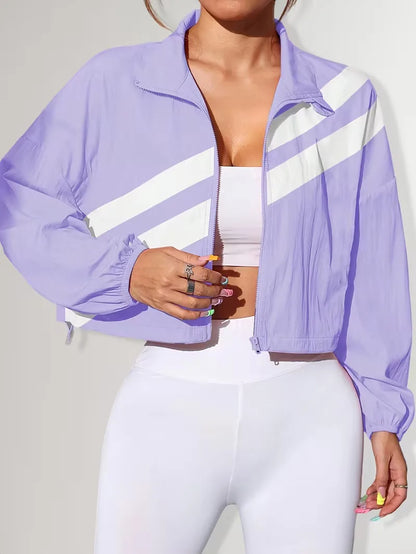 Track jacket with elastic cuffs