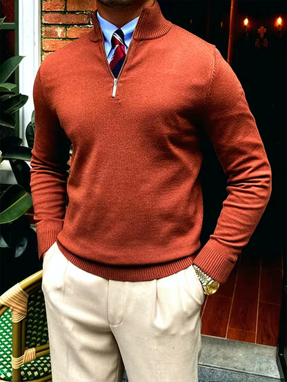 Sweater with Collar and Half-Zip