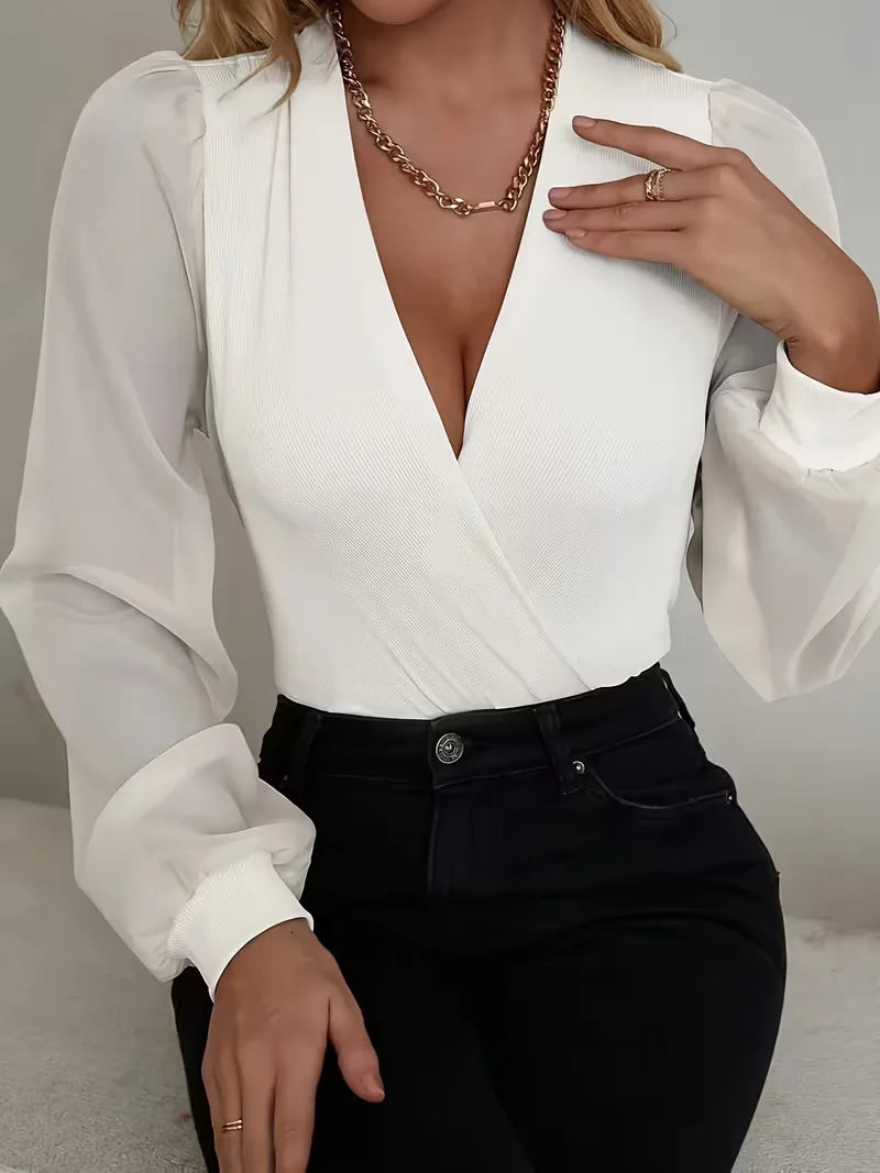 V-neck Long Sleeve Bodysuit