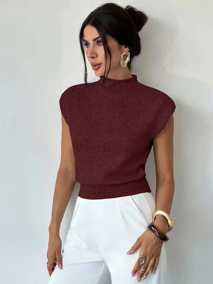 Sleeveless Vest with Mock Neck