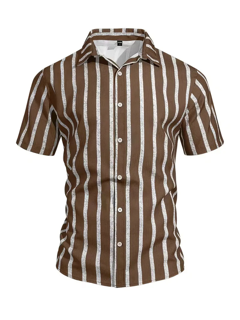 Short Sleeve Shirt with Vertical Stripes