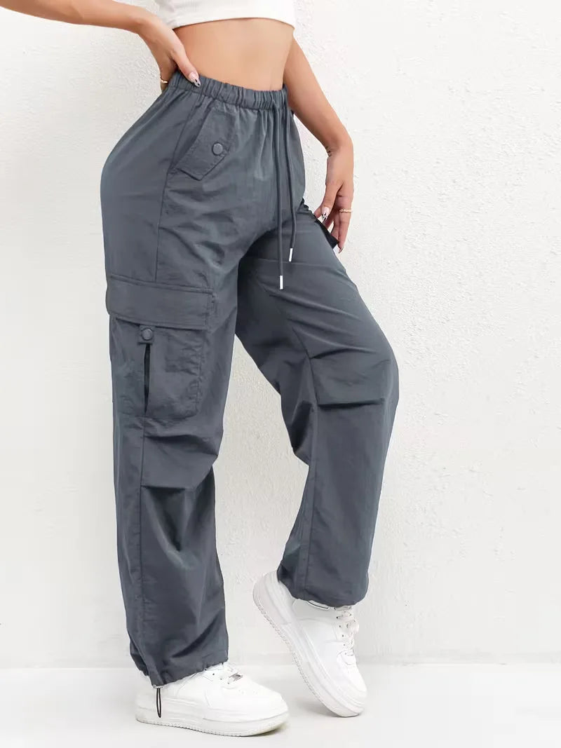 High-Waisted Cargo Trousers