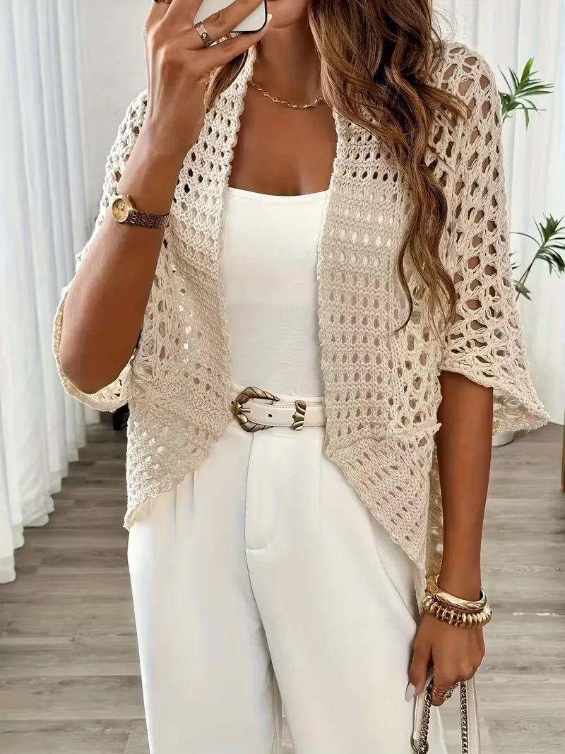 Crochet cardigan light beige