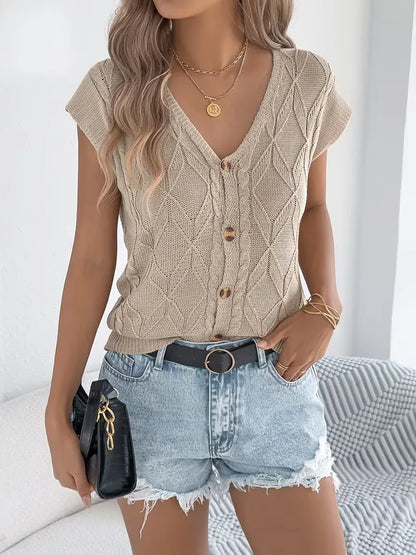 Vest with V-neck and Buttons