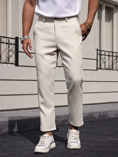 Slim fit trousers with pinstripe
