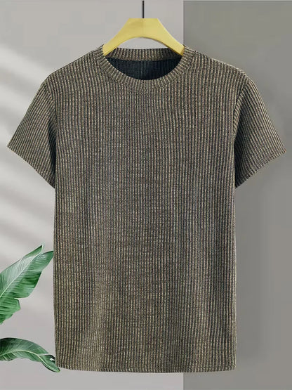 Casual men's T-shirt with jacquard pattern