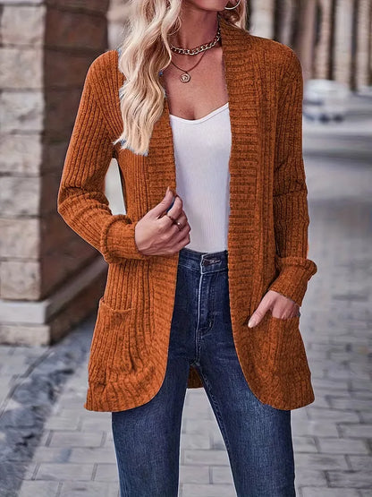 Open vest with ribbed texture