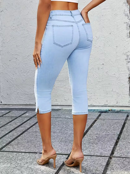 Skinny jeans with split hem