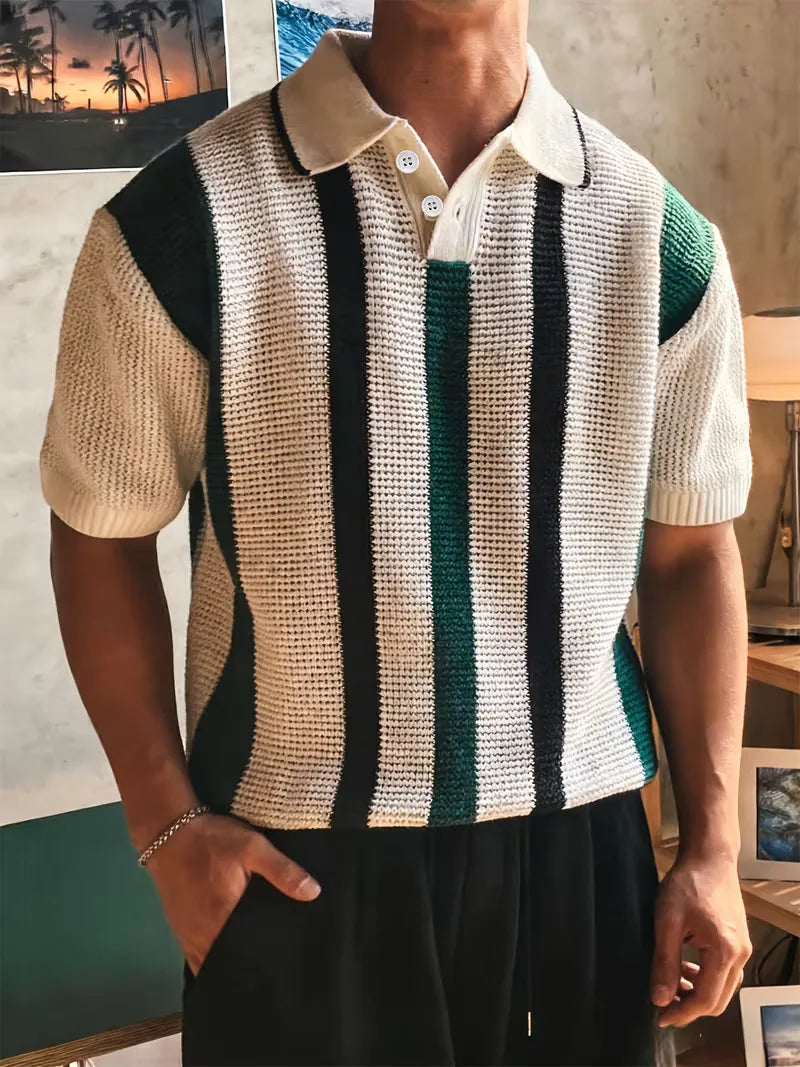 Polo with V-neck and short sleeves