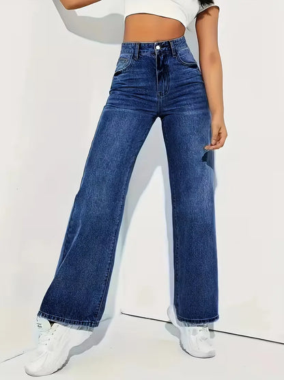 High-waisted straight jeans