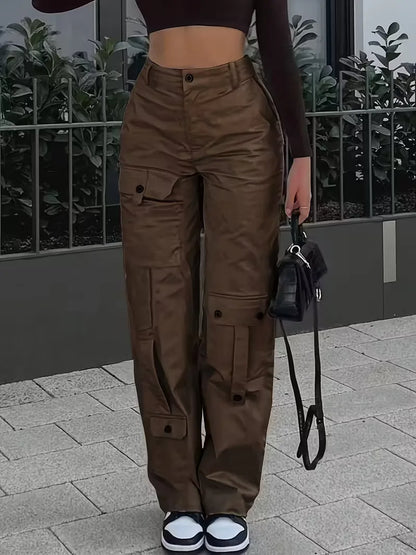 High-Waisted Cargo Trousers