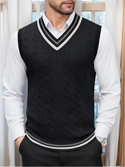 Sleeveless Knitted Waistcoat with V-Neck