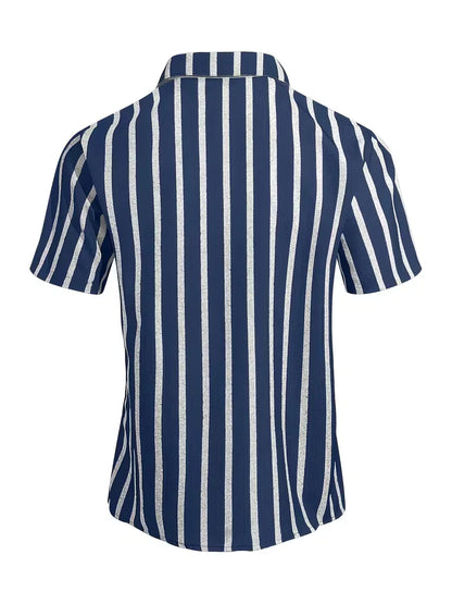 Short Sleeve Shirt with Vertical Stripes