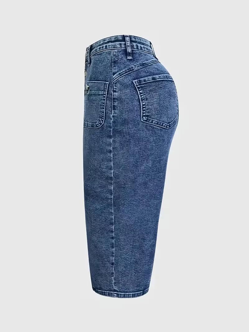 Denim skirt with split