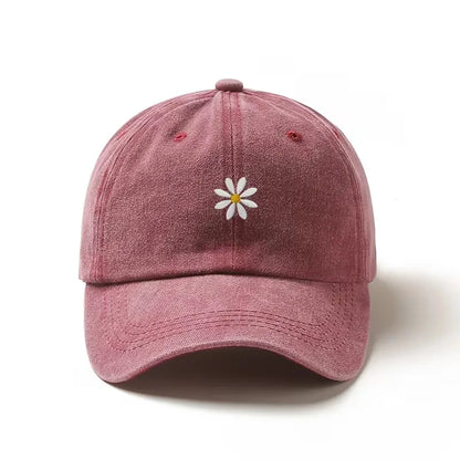 Baseball Cap with Daisy Embroidery