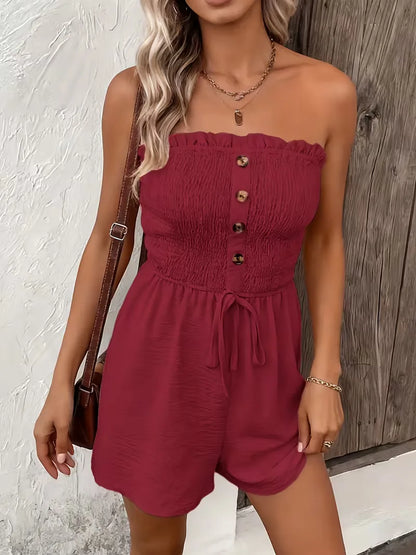 Strapless playsuit with wide legs
