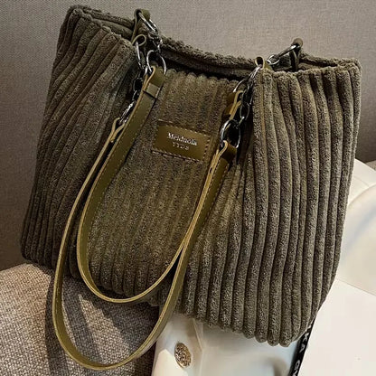 Shoulder Bag with Ribbed Texture