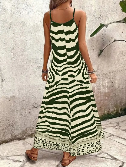 Maxi dress with leopard print