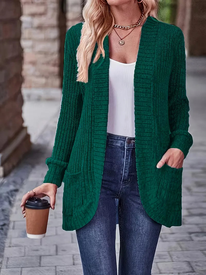 Open vest with ribbed texture