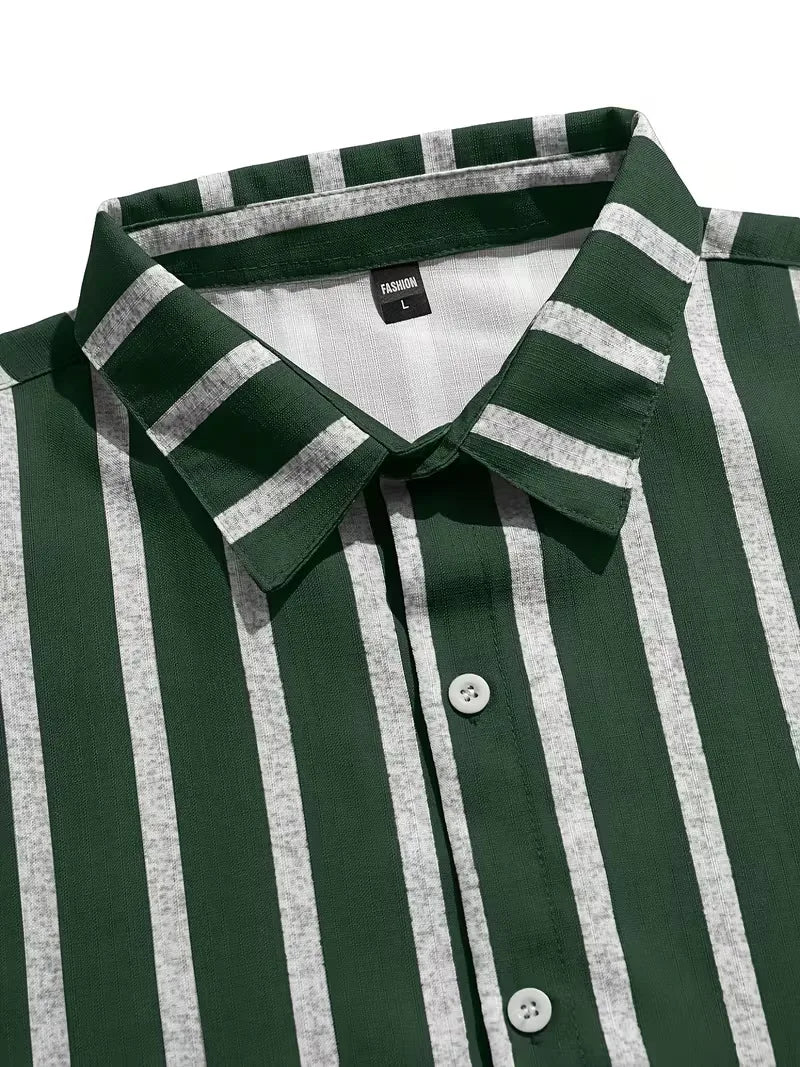Short Sleeve Shirt with Vertical Stripes