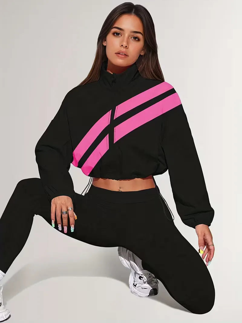 Track jacket with elastic cuffs