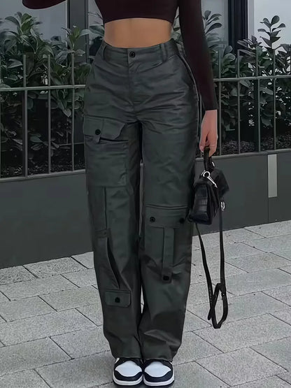 High-Waisted Cargo Trousers