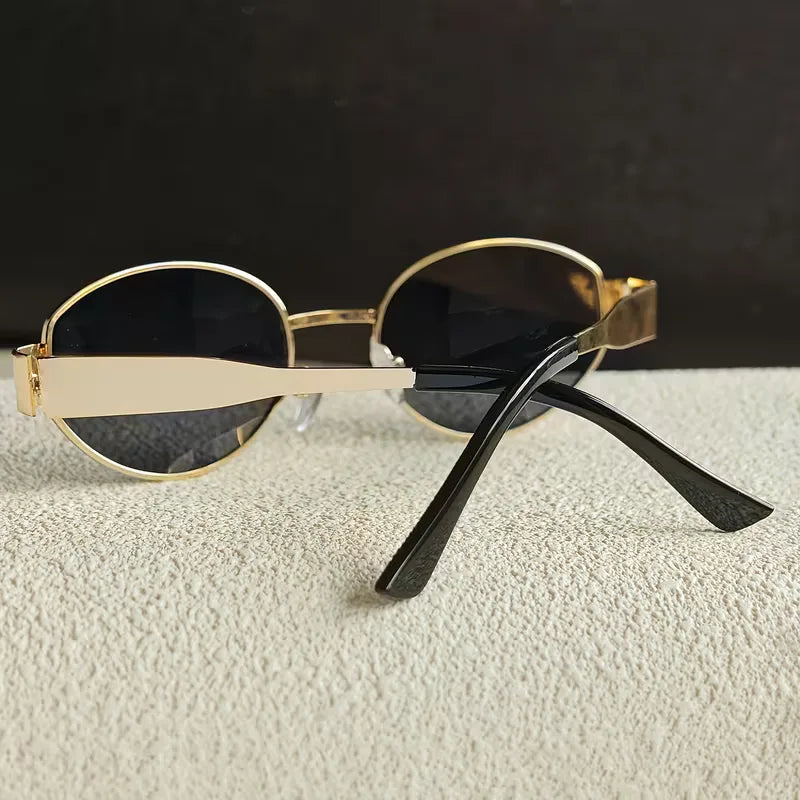 Sunglasses with Oval Metallic Frame