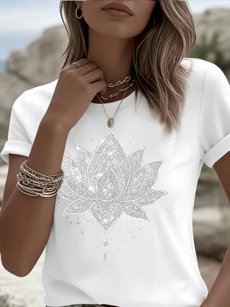 T-shirt with lotus flower print
