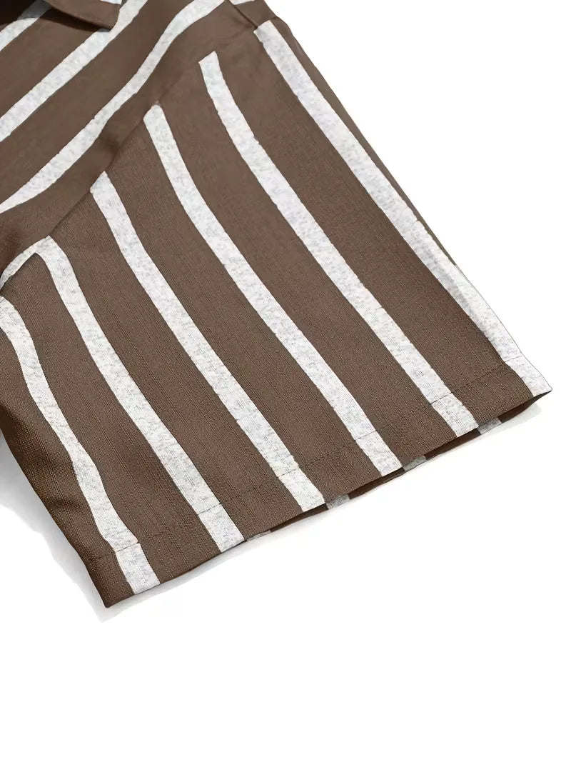 Short Sleeve Shirt with Vertical Stripes