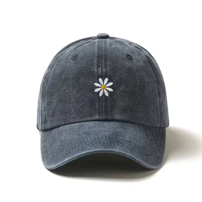 Baseball Cap with Daisy Embroidery