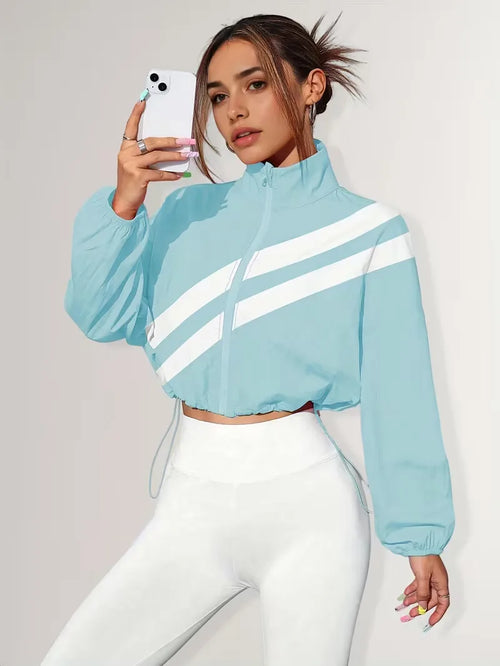 Track jacket with elastic cuffs