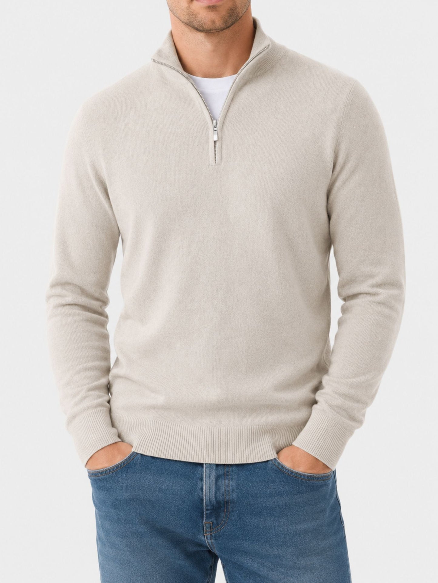 Hugo Merino Wool Men's V-Neck Jumper with Zip