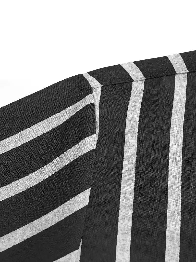Short Sleeve Shirt with Vertical Stripes