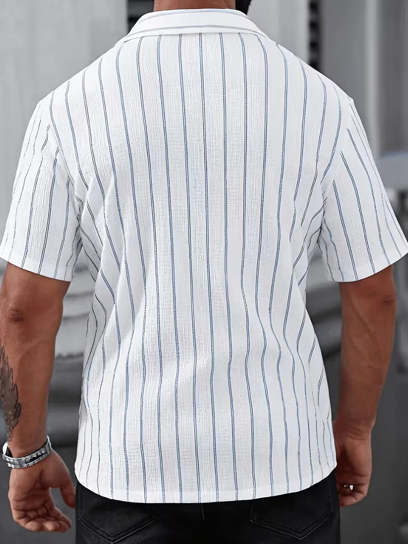 Short Sleeve Shirt with Vertical Stripes