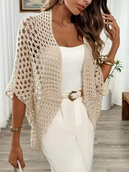 Oversized cardigan with hollow-out design