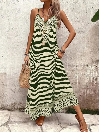 Maxi dress with leopard print