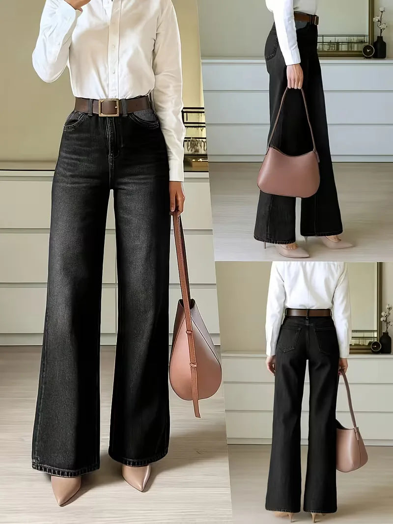 Wide leg jeans dark wash