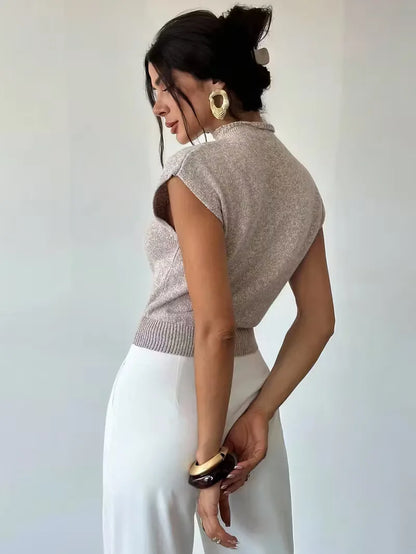 Sleeveless Vest with Mock Neck