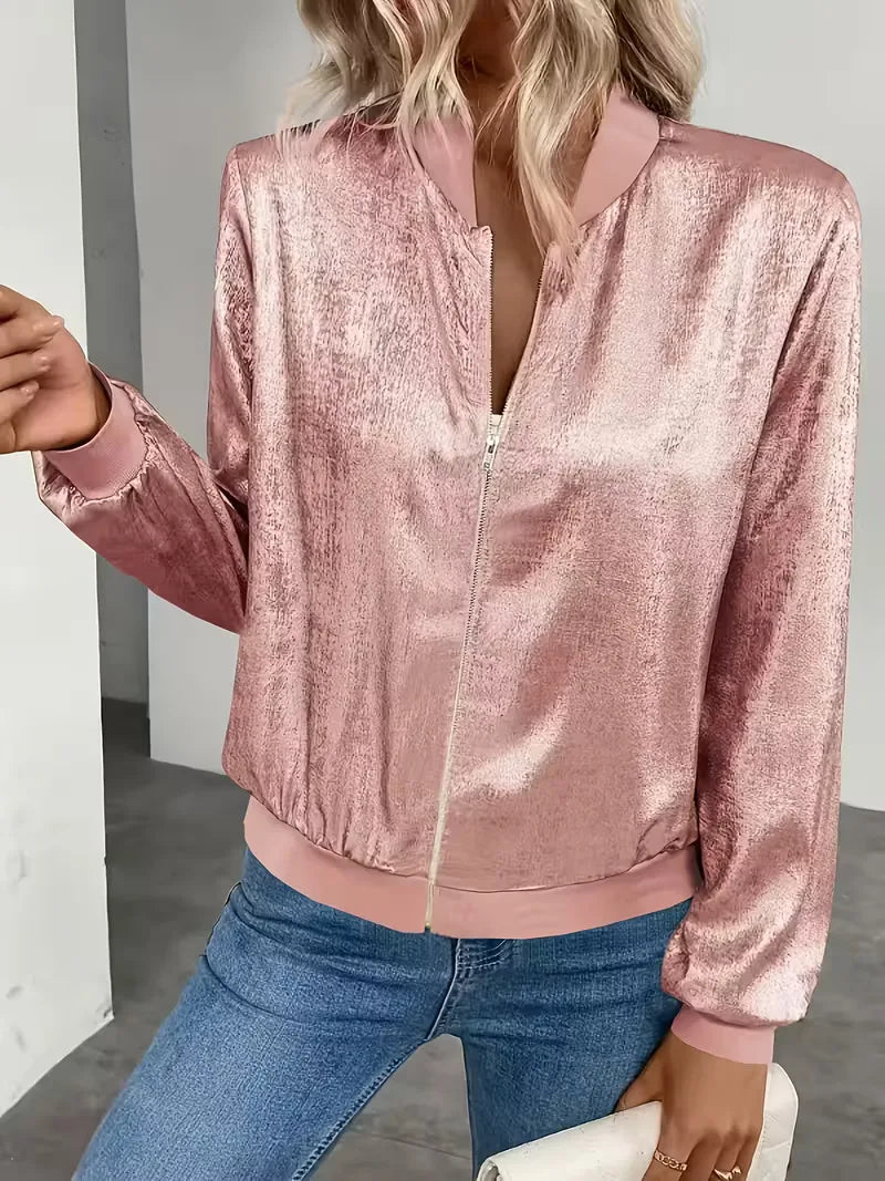 Bomber jacket with ribbed details