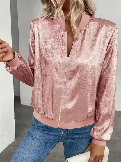 Bomber jacket with ribbed details
