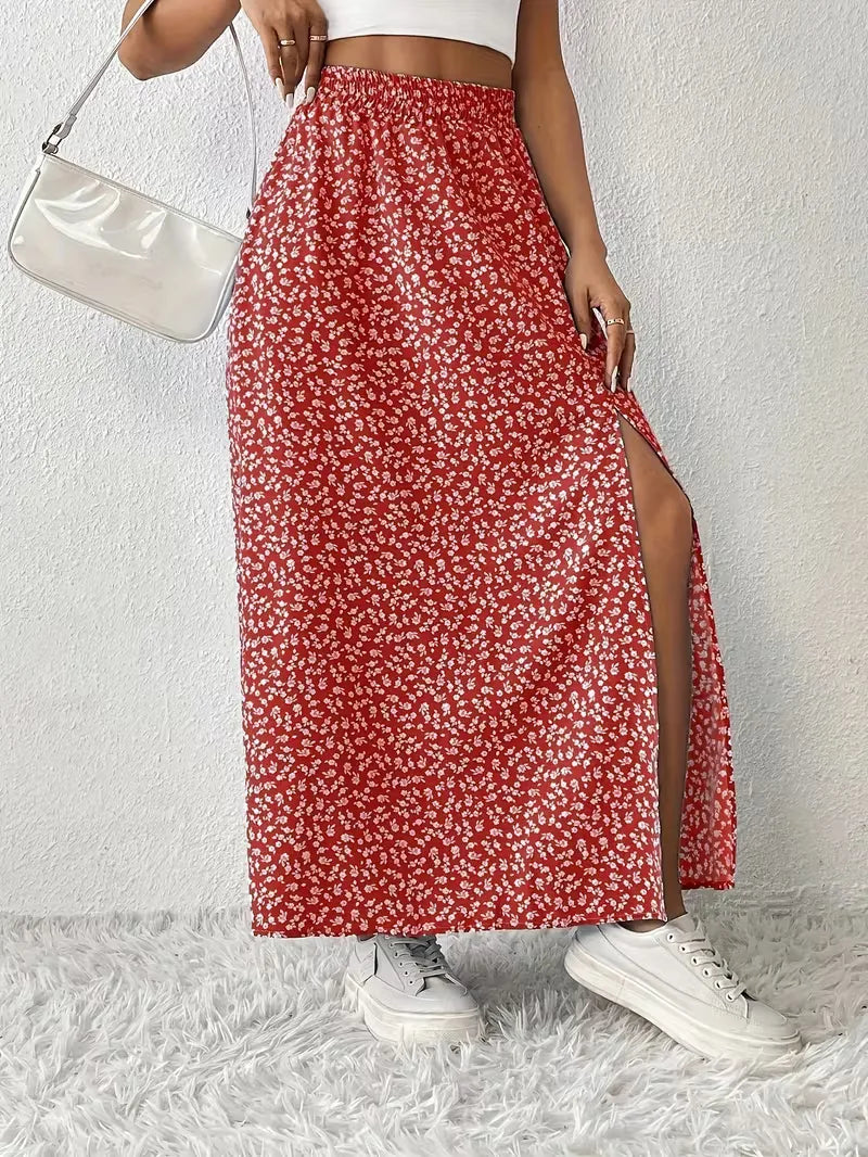 A-line skirt with flowers