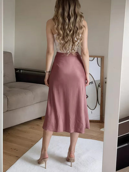 Satin Skirt with High Split