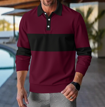 Thijs | Casual striped men's polo shirt with long sleeves