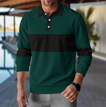 Thijs | Casual striped men's polo shirt with long sleeves