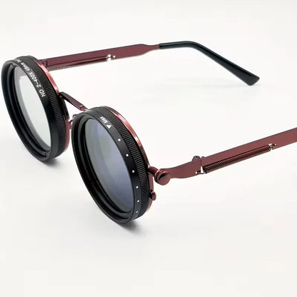 Round Sunglasses with Steampunk Design