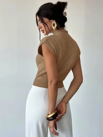Sleeveless Vest with Mock Neck