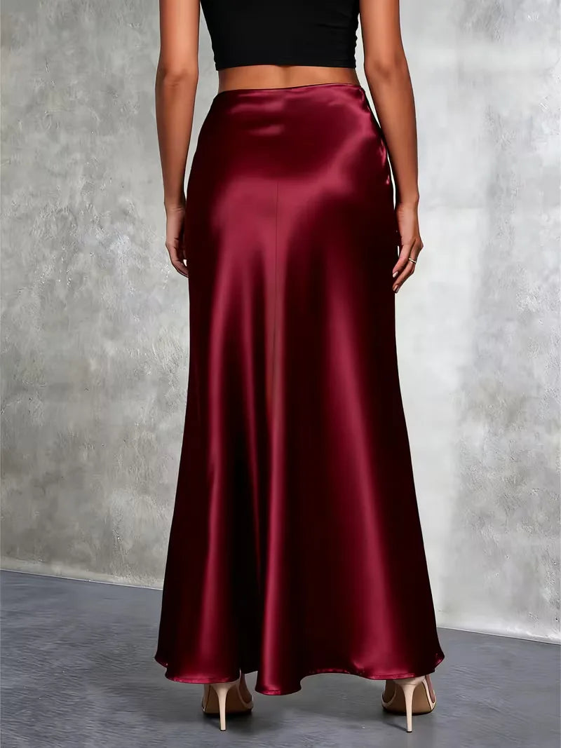 Satin Skirt with High Waist